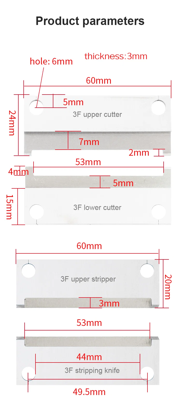 Special Durable blade, 3F Cable core wire stripping pneumatic machine blade