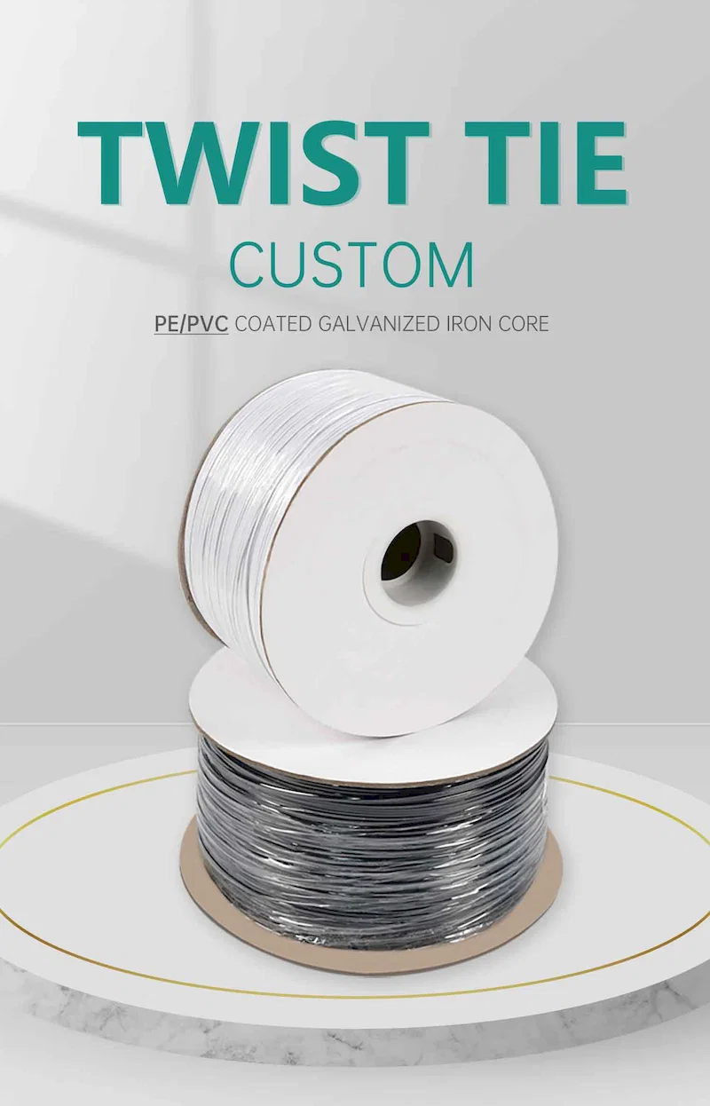  Witte zwarte pe-bende verdraaid, draadbinder plastic verpakking tuin twist tie, metalen kabelbinder 