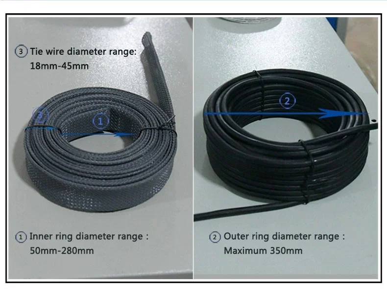 sample of steel wire rope statistical length coiled cut tied Machine, cable Coiling Tying Bundle With Meter Counting, Wire Cutting coil Winding Binding Machine, Cable Rewinding Machine, Fully Automatic Binding Wire Tying Machine, Wire Winding Coil Machine monster van staalkabel statistische lengte opgerold gesneden gebonden machine, kabel oprollen bindbundel met metertelling, draad snijden spoel wikkelen bindmachine, kabel opwindmachine, volautomatische bindmachine voor binddraad, draadwikkelmachine