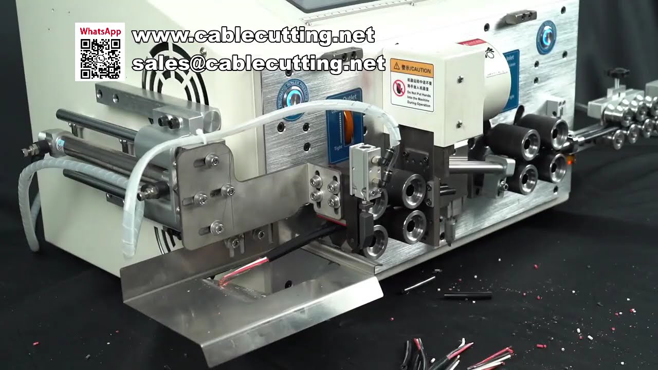 Automatische 8-wiel aandrijving kabelstrip- en snijmachine voor dubbele draadmantel (binnen- en buitenmantel)